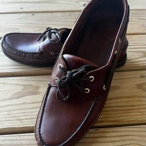 Sebago Schooner Docksides Brown Oiled Waxy Leather Boat Shoes Size 12